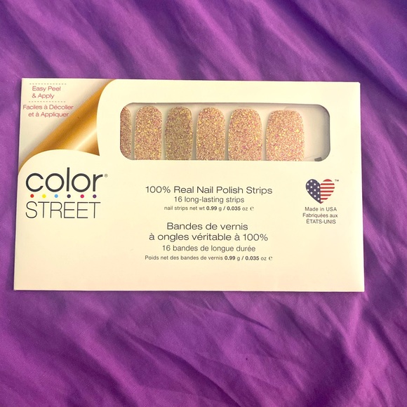 Color Street Other - Color Street “Tokyo Lights” Champagne w/ Purple Sparkles Nail Wraps